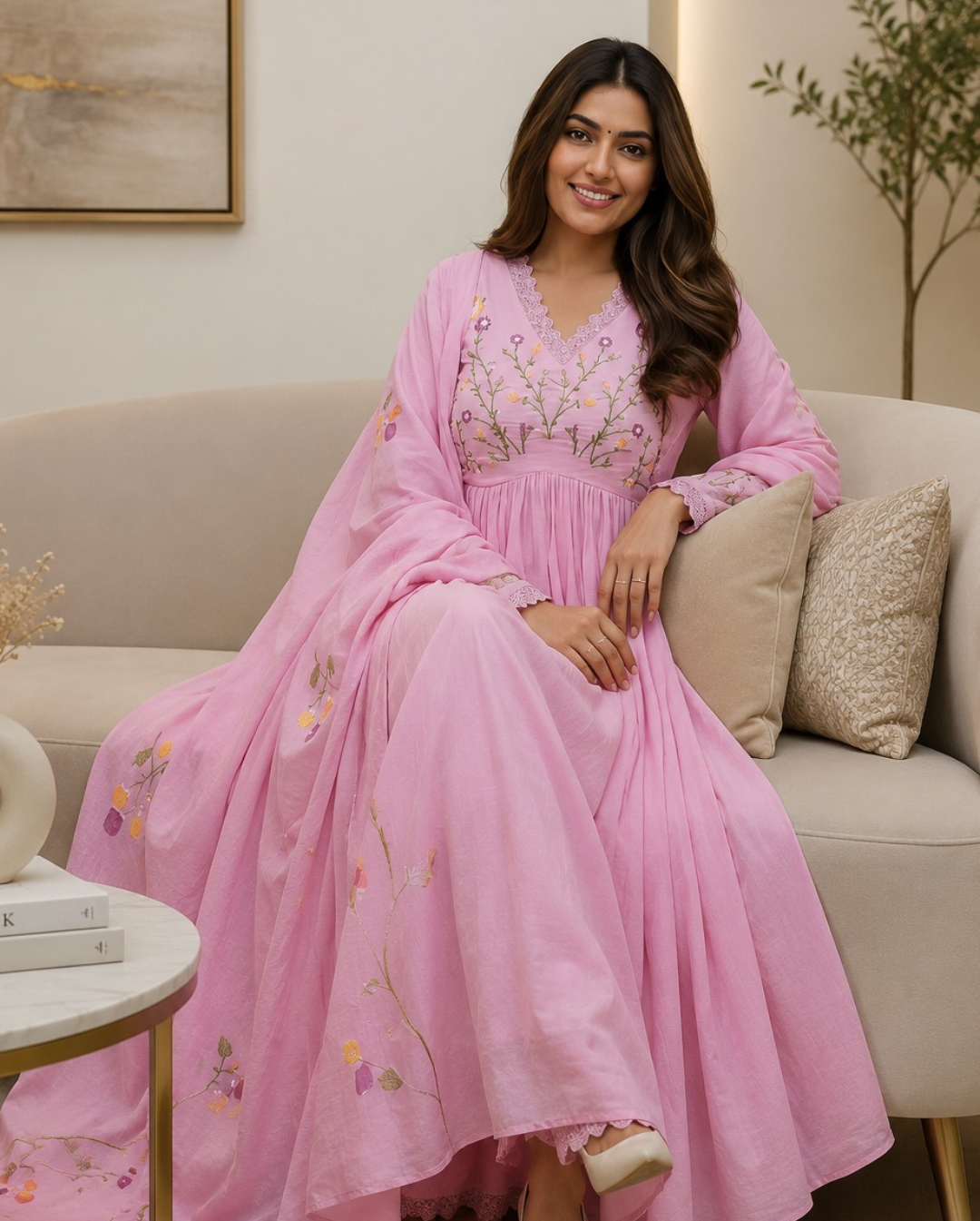 Women Anarkali Kurta Pant Sets